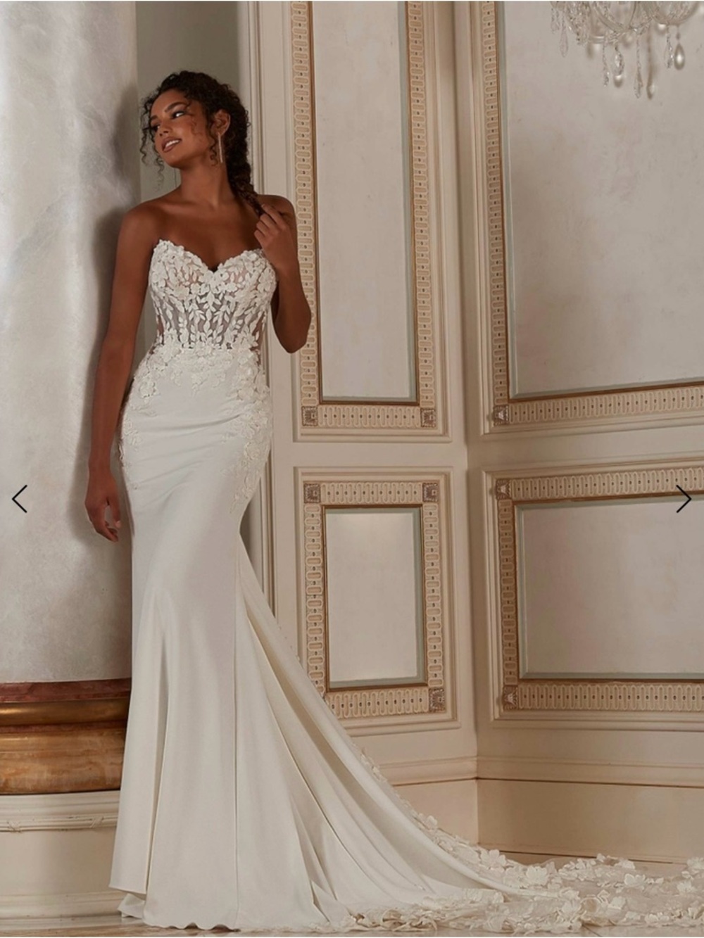 Mori Lee White Floral Appliqué Wedding Dress - New without tags